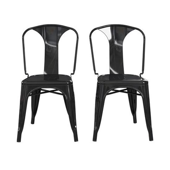 Finn Black Metal Dining Chairs In Pair Furniture in Fashion