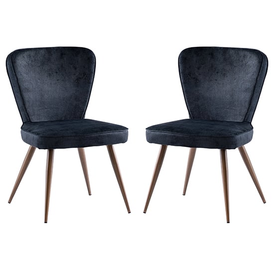 Product photograph of Finn Black Velvet Fabric Dining Chairs In Pair from Furniture in Fashion