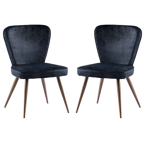 Read more about Finn black velvet fabric dining chairs in pair