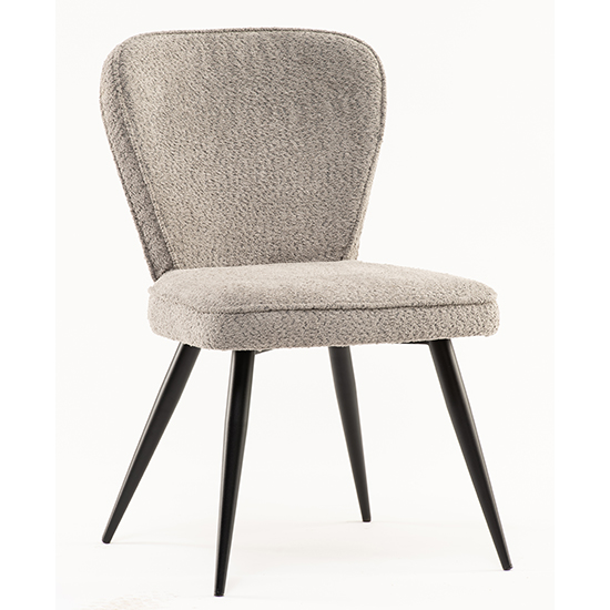 Finn Boucle Fabric Dining Chair In Grey