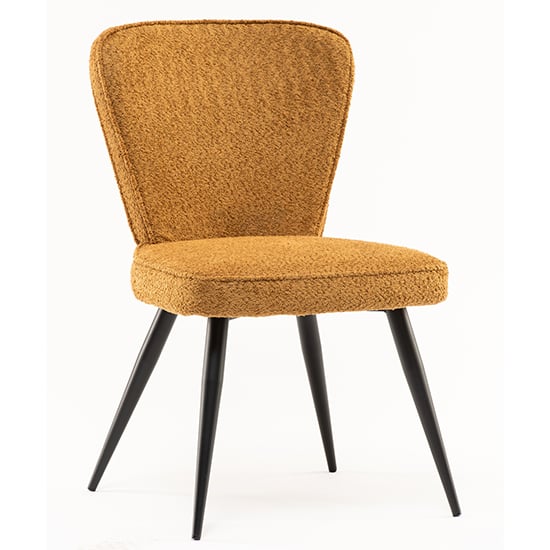 Product photograph of Finn Boucle Fabric Dining Chair In Mustard from Furniture in Fashion