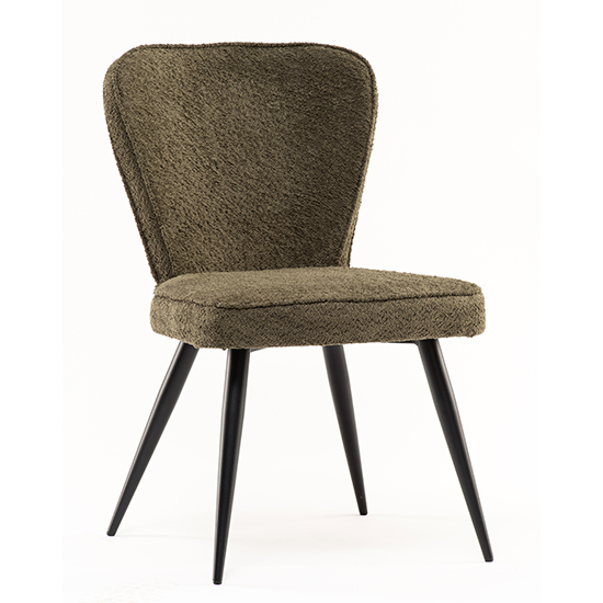 Product photograph of Finn Boucle Fabric Dining Chair In Olive from Furniture in Fashion