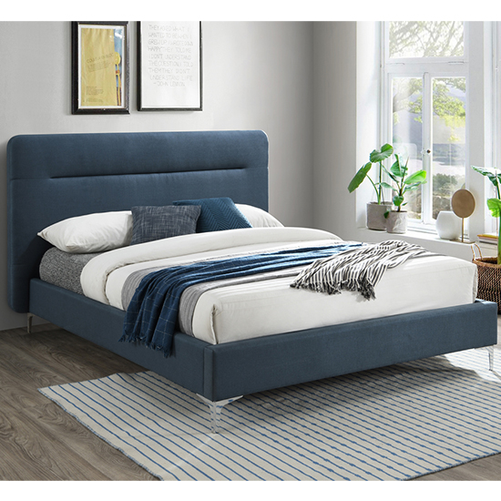 Photo of Finn fabric double bed in steel blue