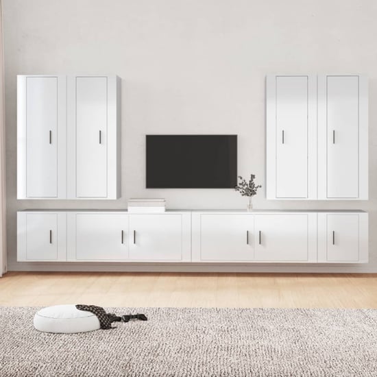 Product photograph of Finn High Gloss Living Room Furniture Set In White from Furniture in Fashion