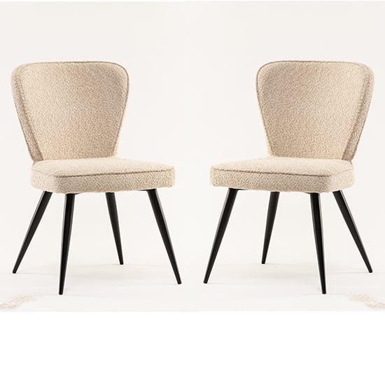 Product photograph of Finn Linen Boucle Fabric Dining Chairs In Pair from Furniture in Fashion