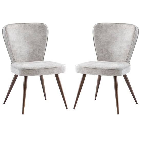 Finn Pearl Velvet Fabric Dining Chairs In Pair
