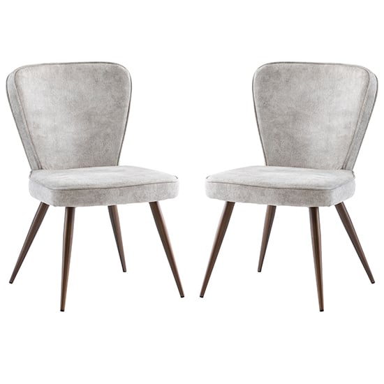 Read more about Finn pearl velvet fabric dining chairs in pair