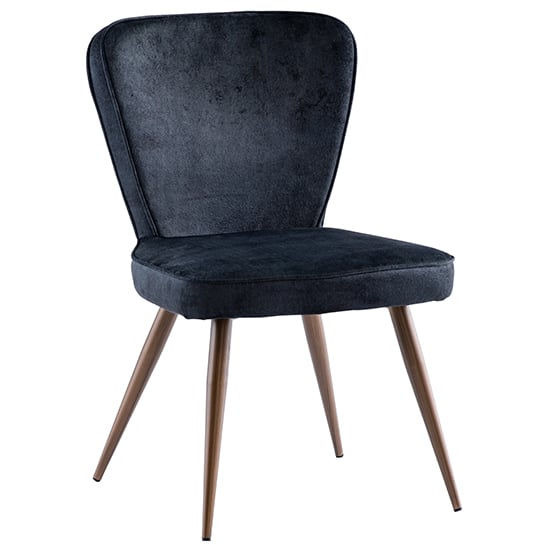 Finn Velvet Fabric Dining Chair In Black