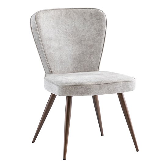Finn Velvet Fabric Dining Chair In Pearl