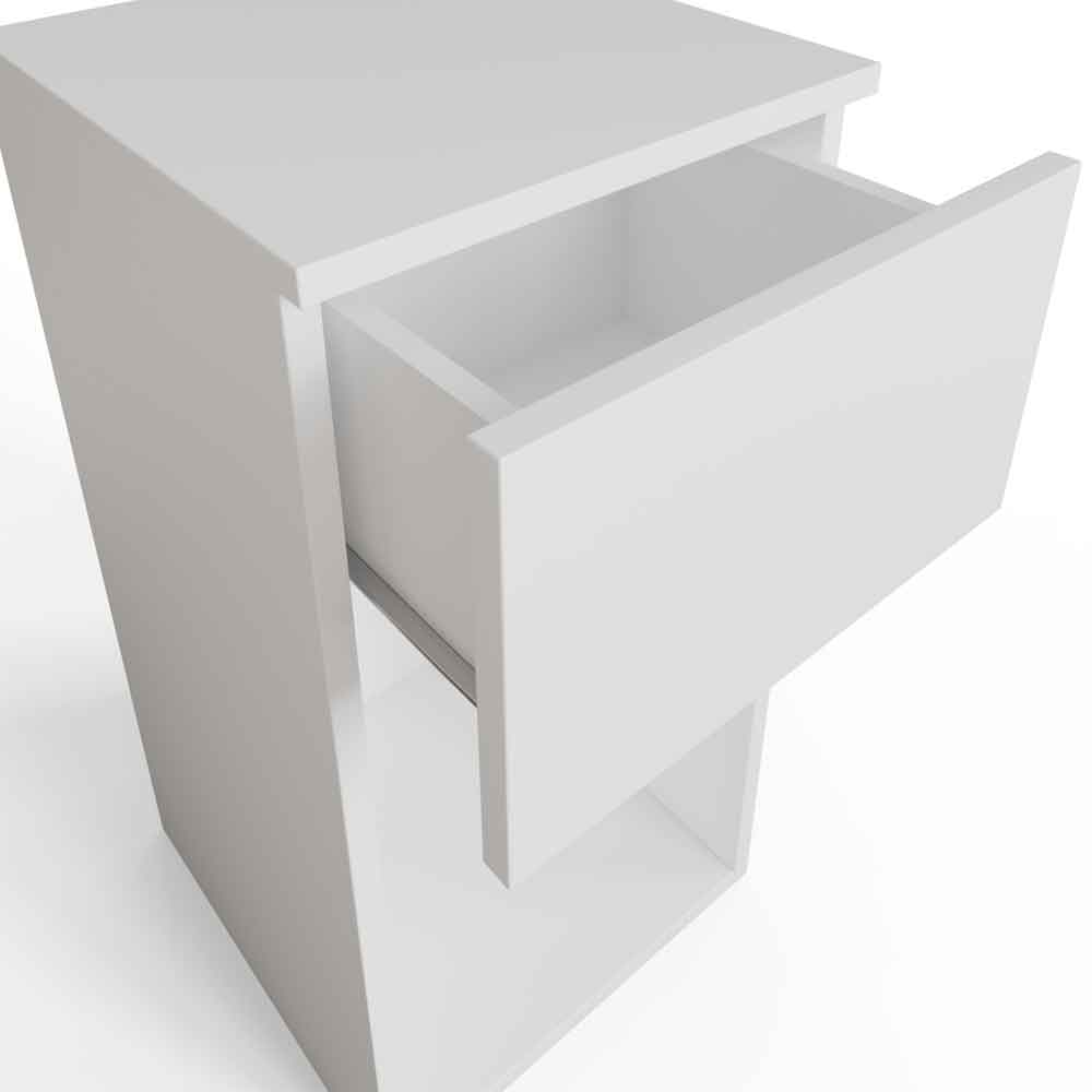 Finnegan Wooden Bedside Cabinet with 1 Drawer in White