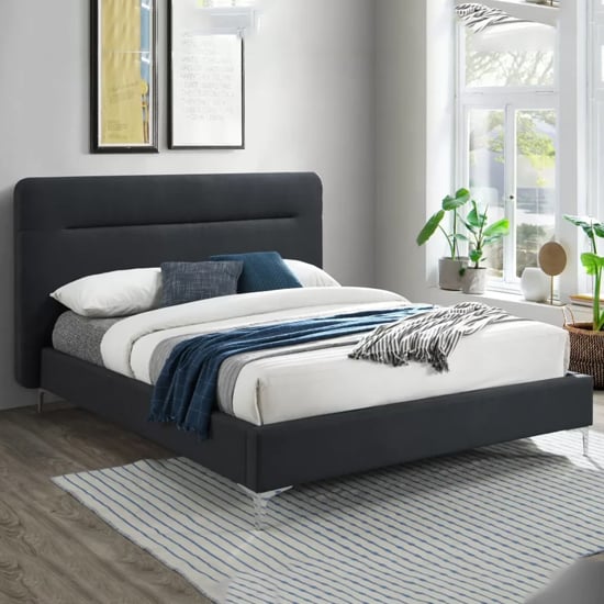 Finns Fabric King Size Bed In Charcoal