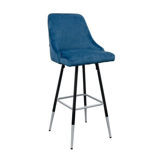 Product photograph of Fiona Blue Fabric Bar Stool With Metal Legs from Furniture in Fashion