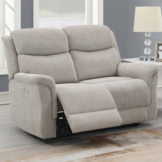 Product photograph of Fiona Fabric Electric Recliner 2 Seater Sofa In Beige from Furniture in Fashion
