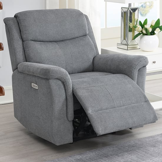 Product photograph of Fiona Fabric Electric Recliner Armchair In Grey from Furniture in Fashion