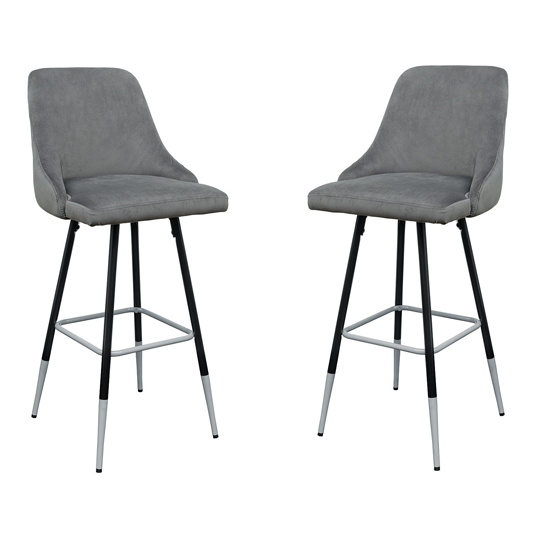 Product photograph of Fiona Grey Fabric Bar Stool In Pair from Furniture in Fashion