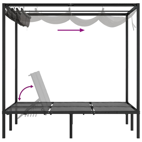 Fiona Steel Double Sun Lounger With Curtains In Anthracite