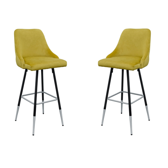 Read more about Fiona yellow fabric bar stool in pair