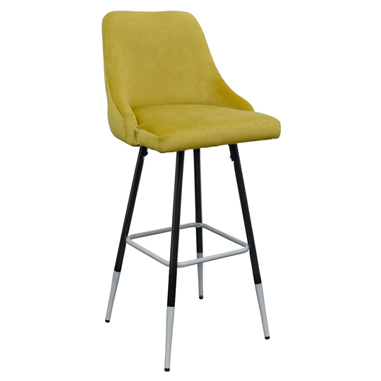 Read more about Fiona yellow fabric bar stool with metal legs