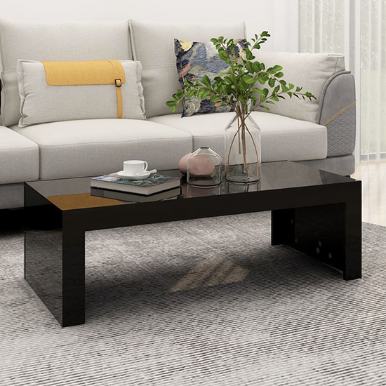 Fionn Rectangular High Gloss Coffee Table In Black Furniture in Fashion