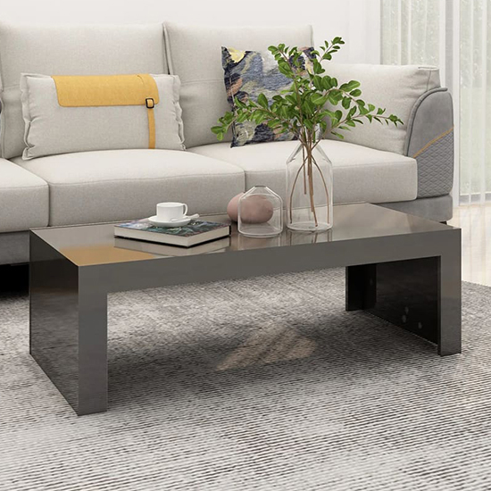 Fionn Rectangular High Gloss Coffee Table In Grey Furniture in Fashion