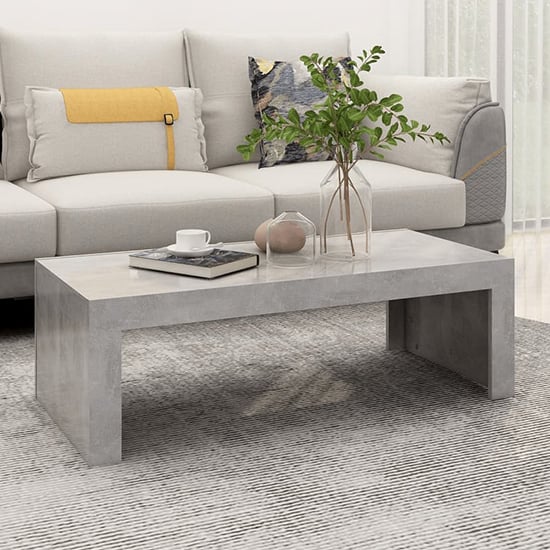 Fionn Rectangular Wooden Coffee Table In Concrete Effect