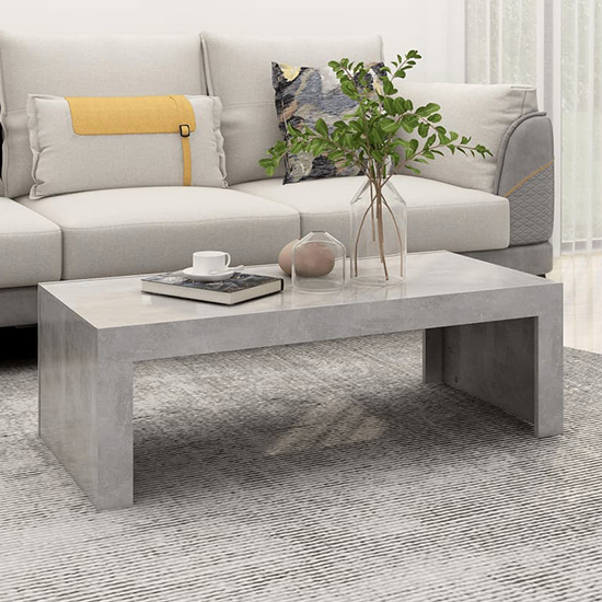 Fionn Rectangular Wooden Coffee Table In Concrete Effect Furniture in