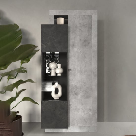 Product photograph of Fiora Display Cabinet With 2 Doors In Lead And Cement from Furniture in Fashion