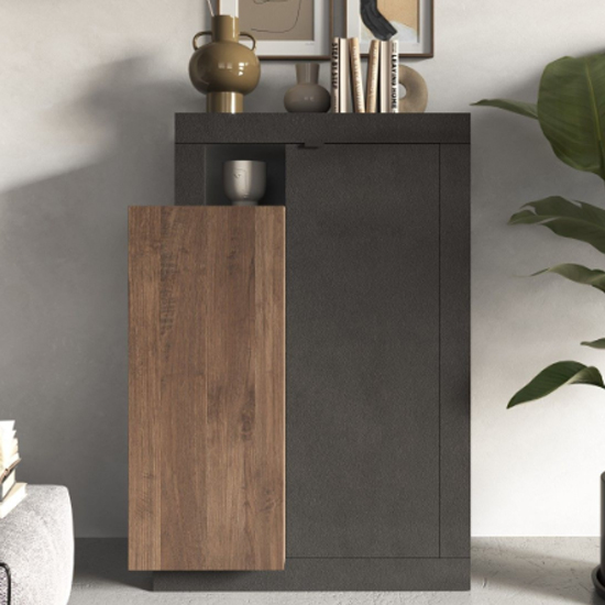 Fiora Highboard With 2 Doors In Lava And Mercure