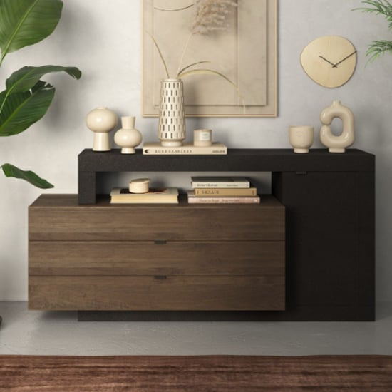 Fiora Sideboard With 1 Door 3 Drawers In Lava And Mercure