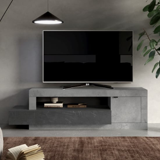 Product photograph of Fiora Tv Stand With 1 Door 1 Drawer In Lead And Cement from Furniture in Fashion