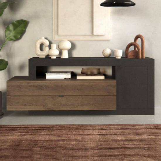 Fiora TV Stand With 1 Door 2 Drawers in Lava And Mercure