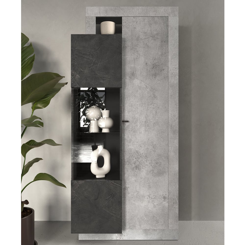 Read more about Fiora wooden display cabinet with 2 doors in cement and lead