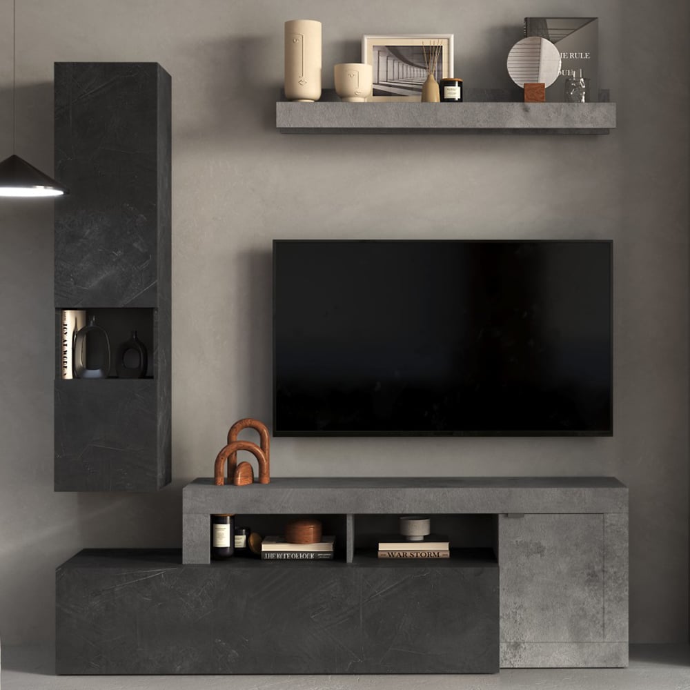 Read more about Fiora wooden living room furniture set 1 in cement and lead