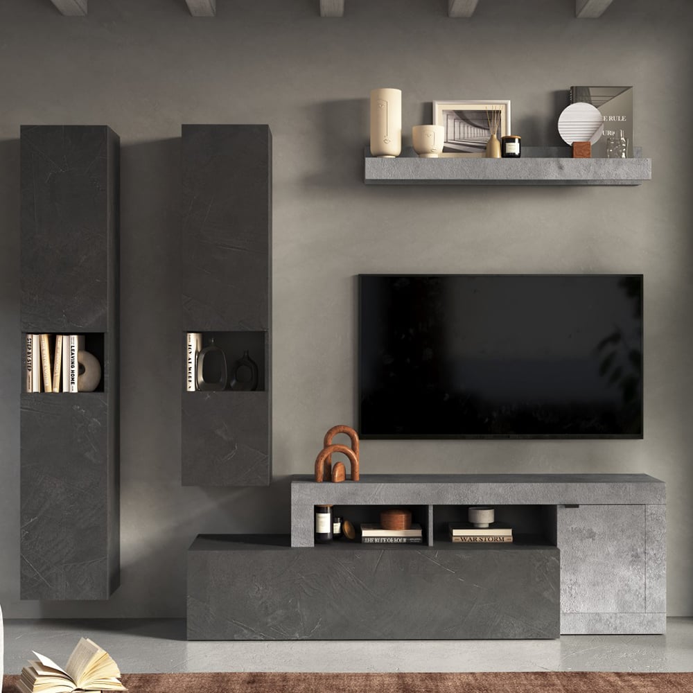 Read more about Fiora wooden living room furniture set 2 in cement and lead