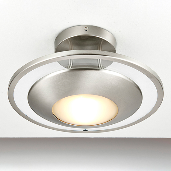 Read more about Firenz frosted glass semi flush ceiling light in satin chrome