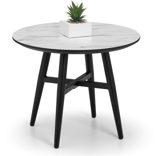 Fabiola CirMacall Marble Effect Lamp Table With Black Legs Furniture