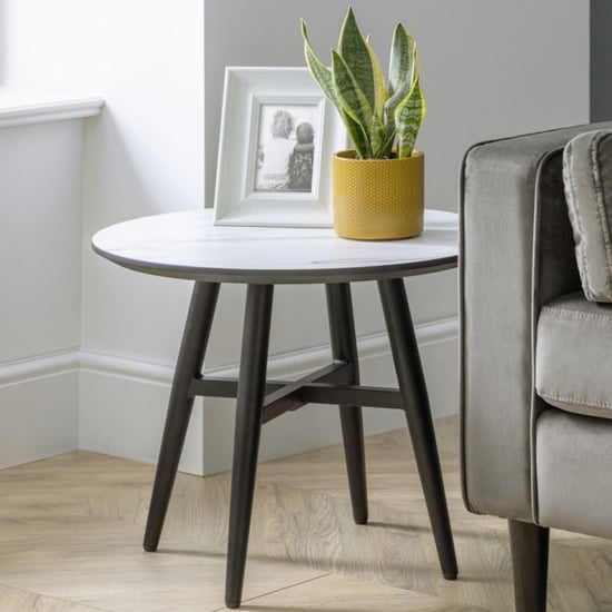 Read more about Fabiola cirmacall marble effect lamp table with black legs