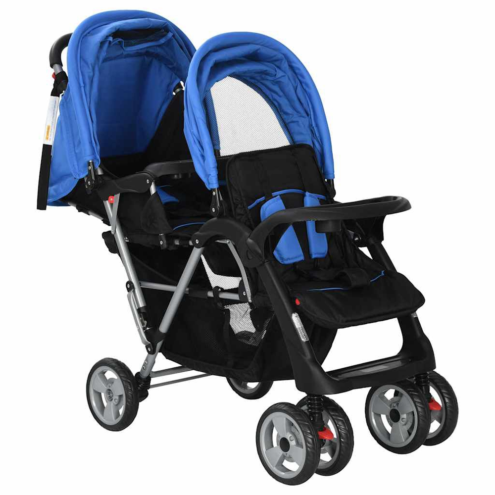 Firenze Steel Tandem Stroller - Blue And Black