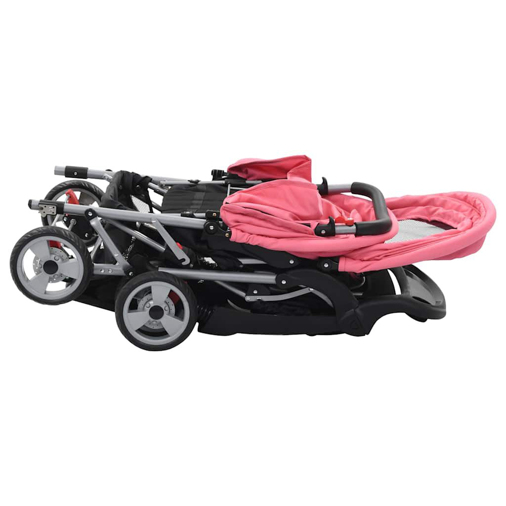 Firenze Steel Tandem Stroller - Pink And Black