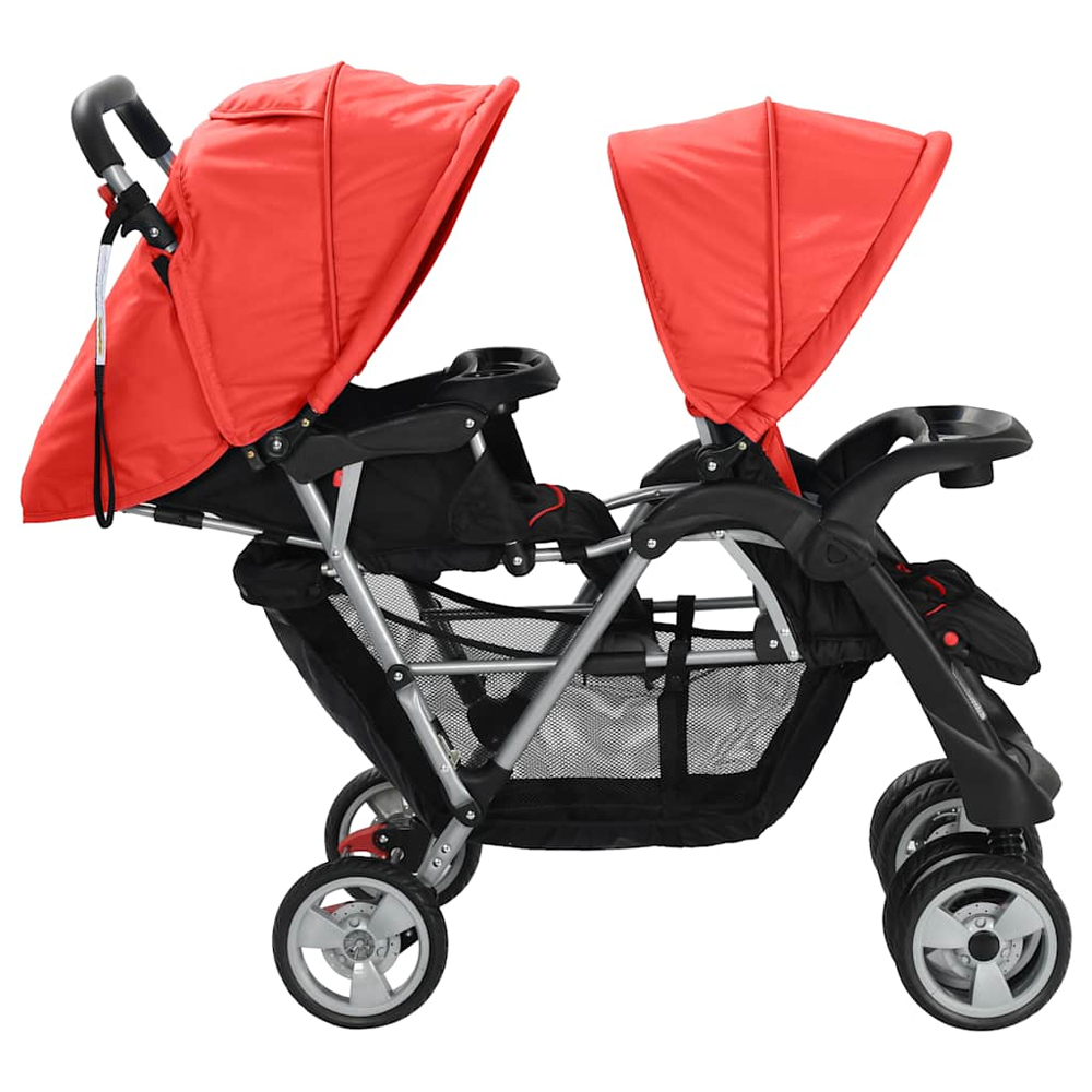 Firenze Steel Tandem Stroller - Red And Black