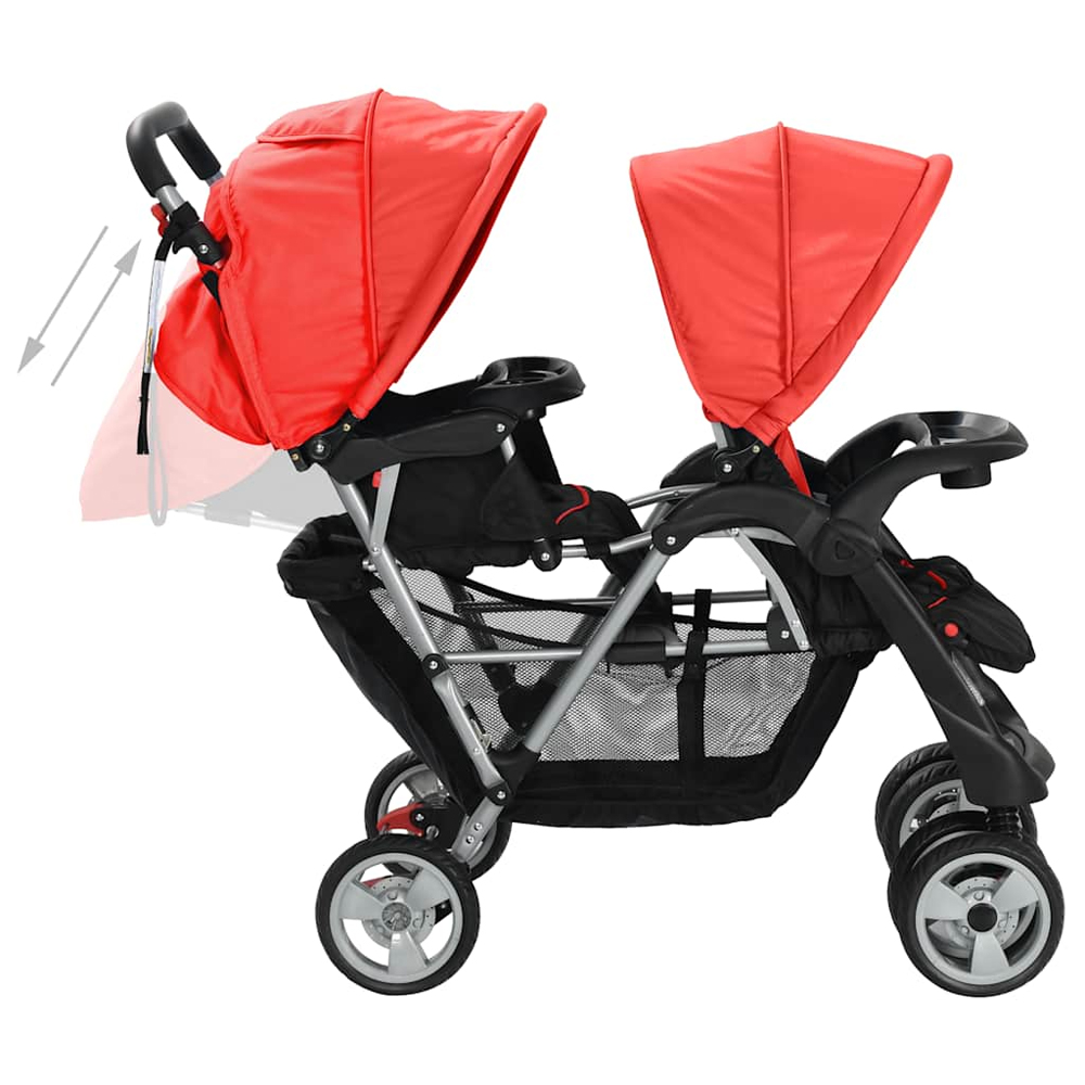 Firenze Steel Tandem Stroller - Red And Black