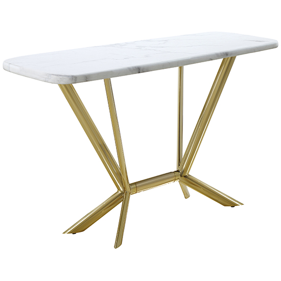 Firenze White Marble Console Table With Gold Steel Legs FiF