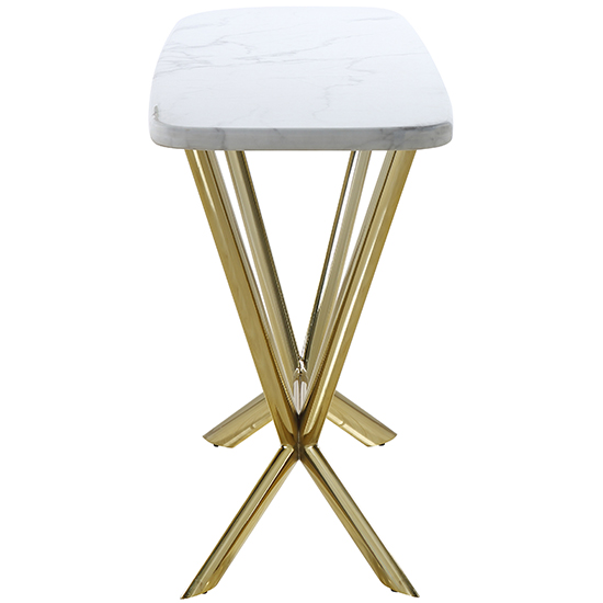 Firenze White Marble Console Table With Gold Steel Legs FiF