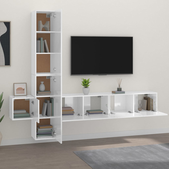 Firuz High Gloss Living Room Furniture Set In White Furniture in Fashion