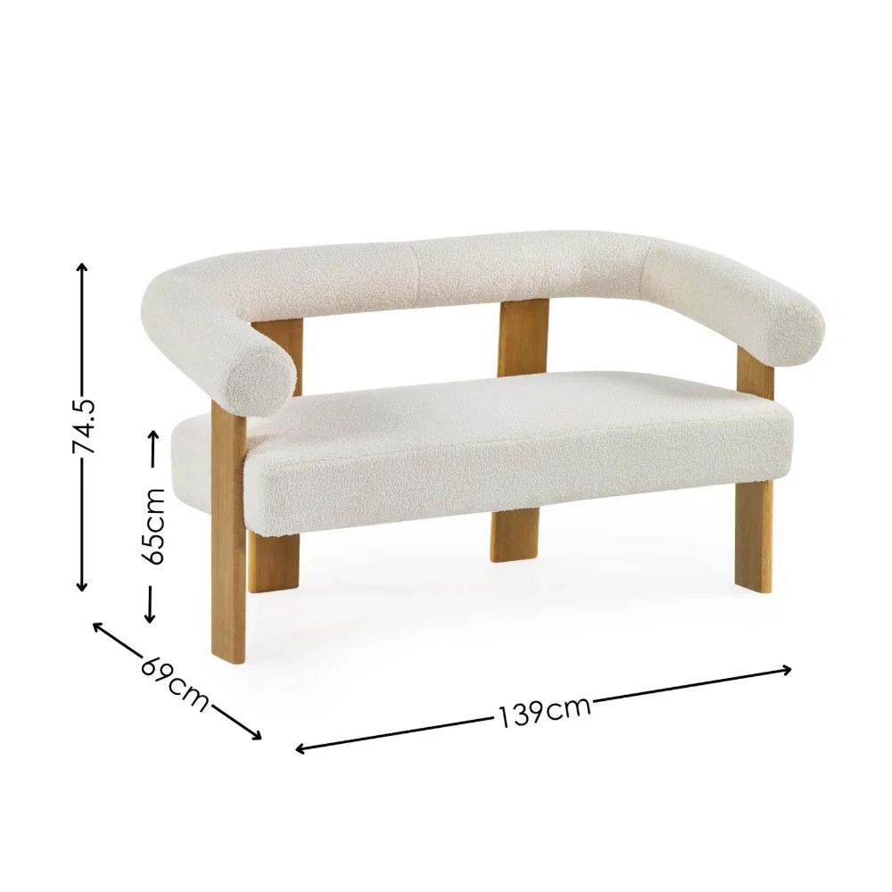 Fisaron Fabric 2 Seater Sofa in White