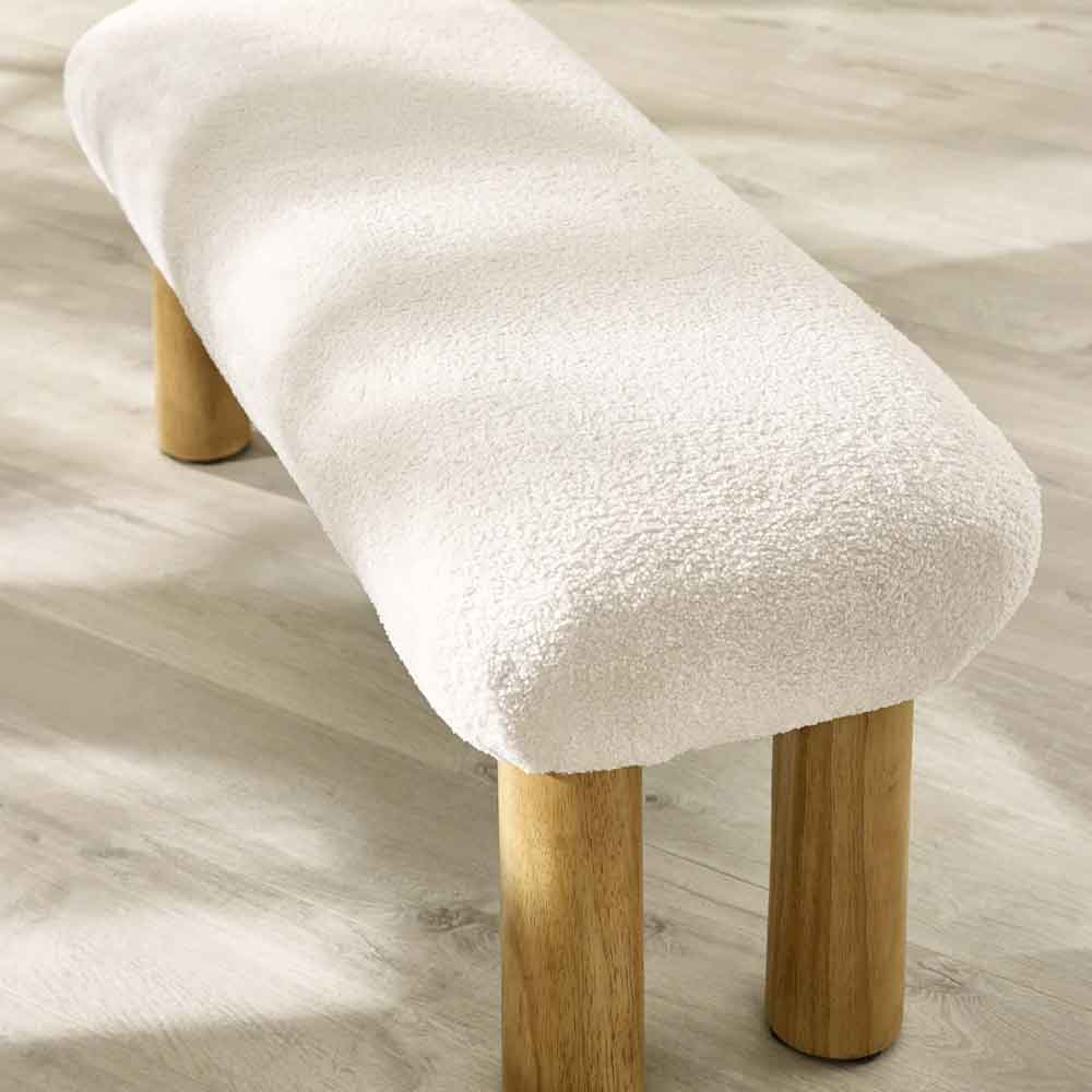 Fisaron Fabric Hallway Seating Bench in White and Oak