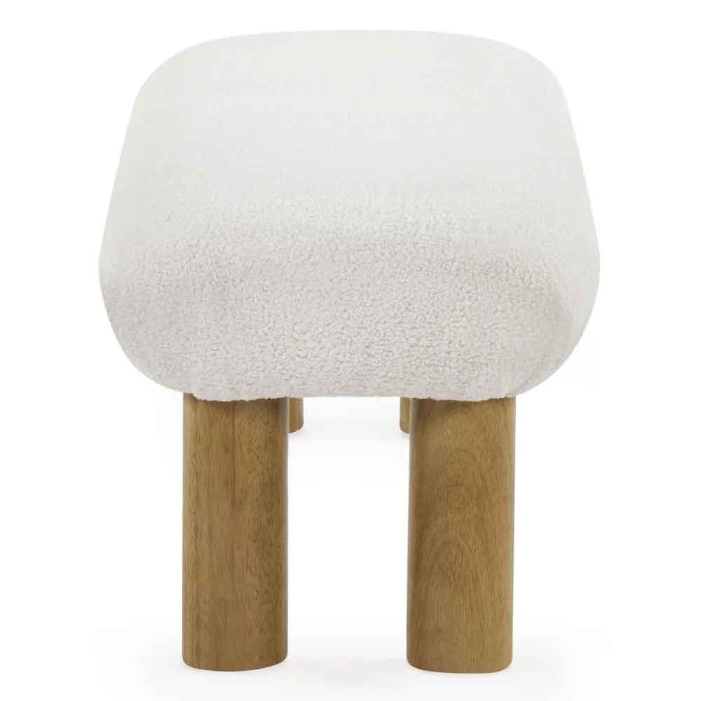 Fisaron Fabric Hallway Seating Bench in White and Oak