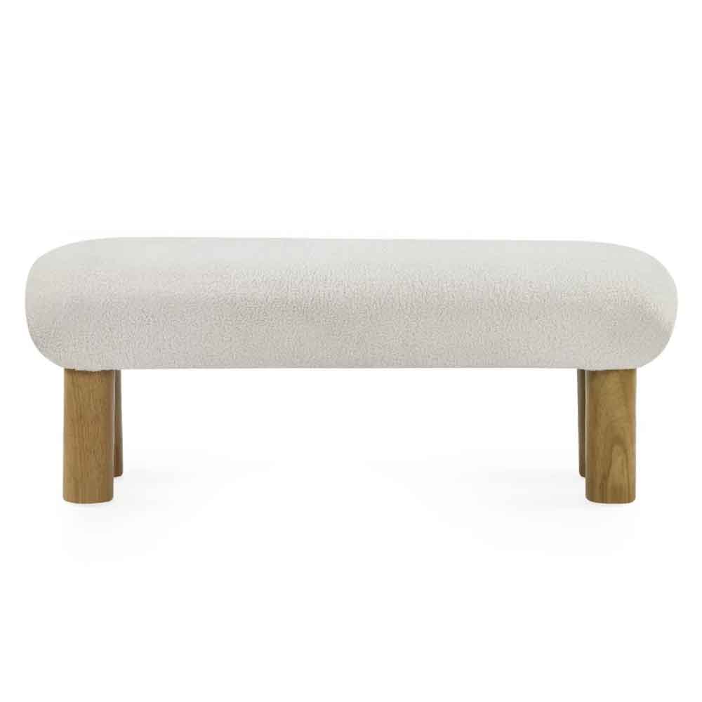 Fisaron Fabric Hallway Seating Bench in White and Oak