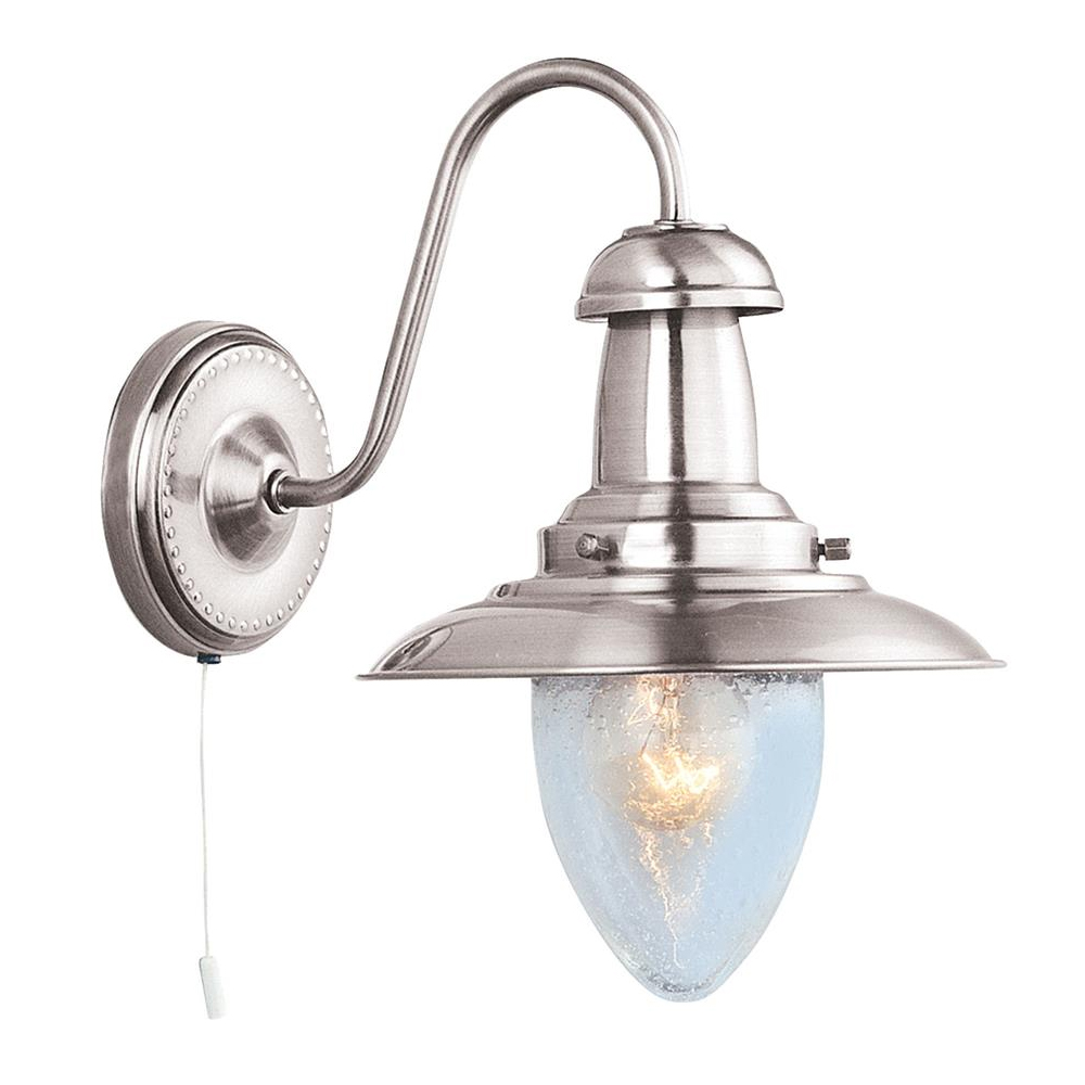 Read more about Fisherman clear seeded glass wall light in satin silver
