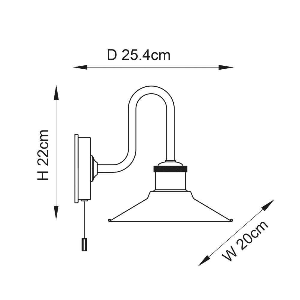 Fisherman Gloss White Metal Shade Bathroom Wall Light In Chrome